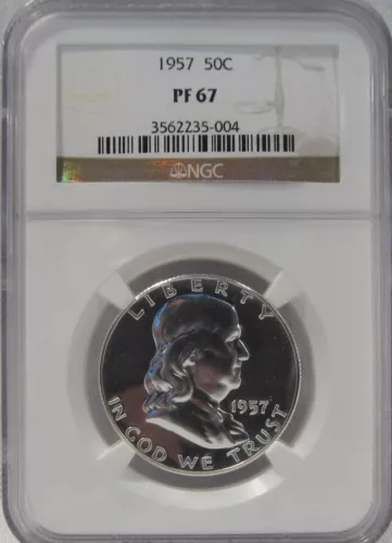 1957 Silver Franklin Half Dollar Proof NGC PF67 Coin AH465