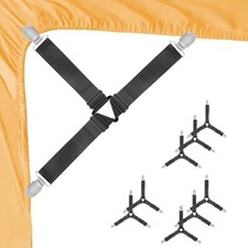 Black 8Pcs Bed Sheet Adjustable Straps Fitted Sheet Holders Grippers tight fit