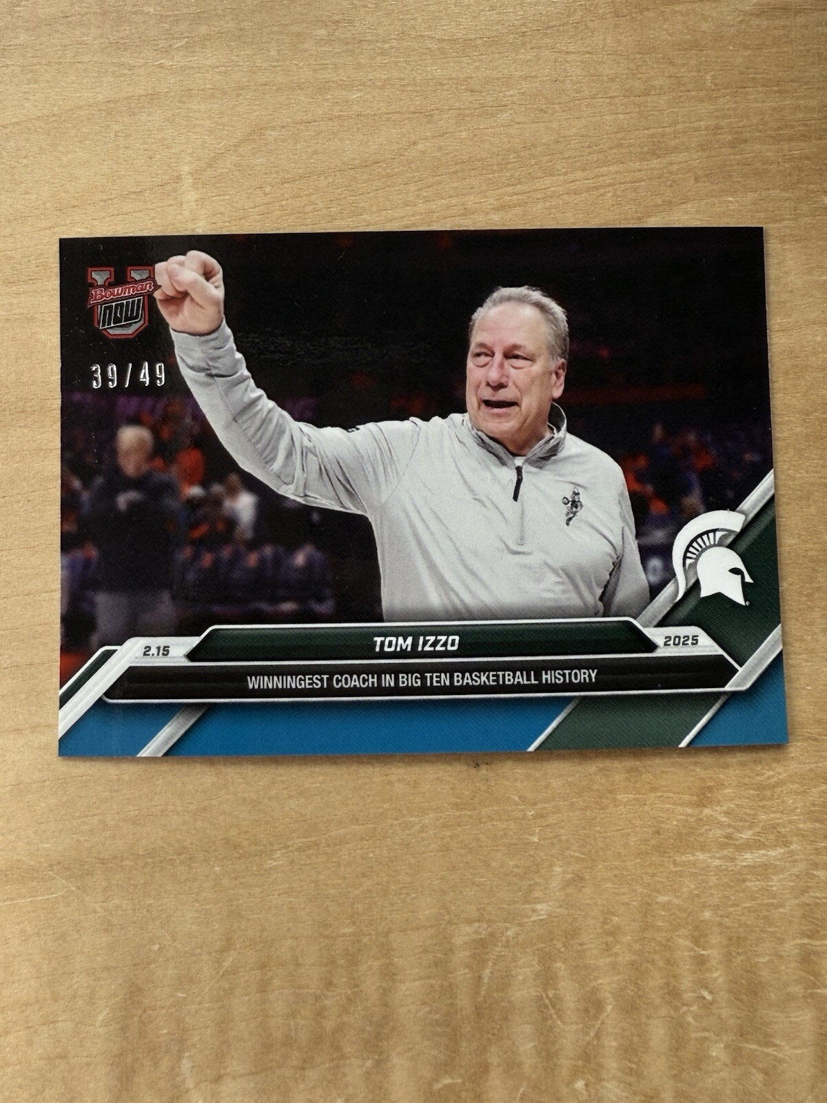 2024 MLB Topps NOW 68 BOWMAN U TOM IZZO LEGENDARY COACH MICHIGAN STATE Blue /49
