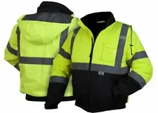 HIGH VISIBILITY REFLECTIVE INSULATED WATERPROOF HI VIS BOMBER SAFETY JACKET COAT