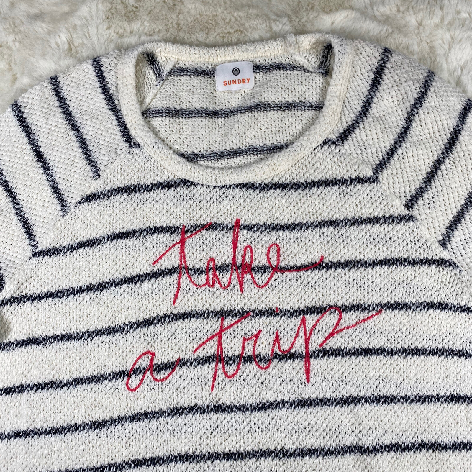 Sundry “Take A Trip Stripe” Raglan Sweater Womens Size 3 (See Measurement)