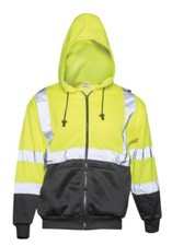 Large Class 3 High Visibility Safety Hooded Sweatshirt Silver Stripe Long Sleeve