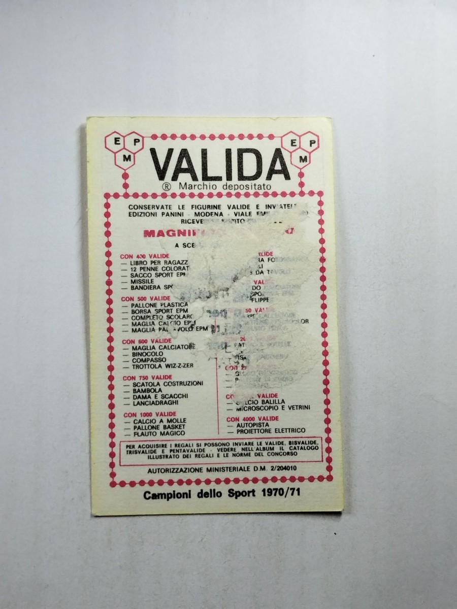 figurina campioni dello sport panini 1970/71 GIANCARLO POLIDORI n
