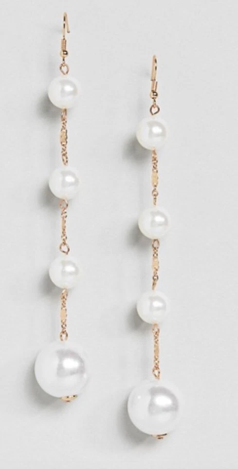 NUEVOS Pendientes de Almacén Oro Perla Orbe Pendientes de Gota Foto 2 de 3