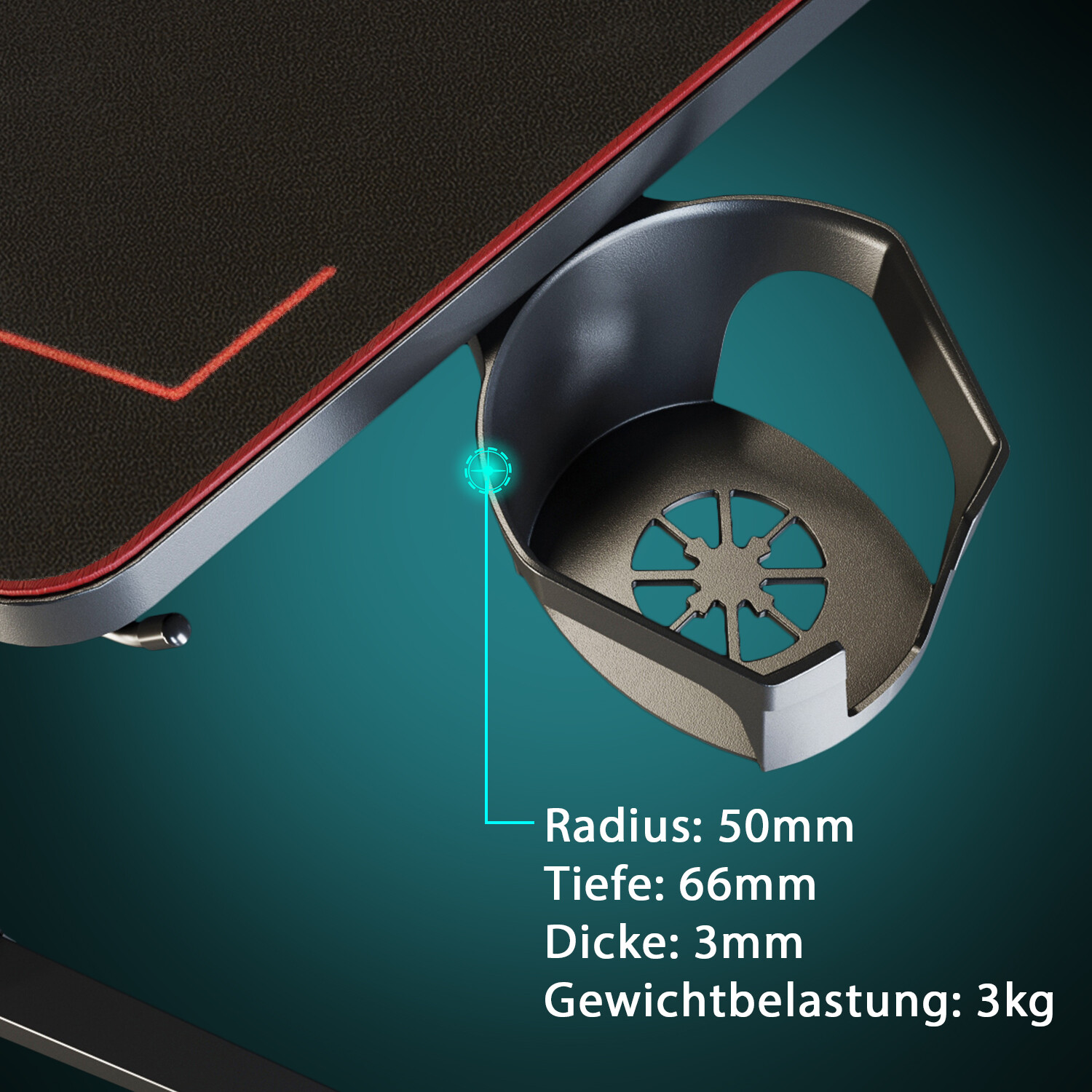 Bild 71 - Gaming Tisch mit Led 140cm PC Tisch Carbonfaser-Optik Schreibtisch Gamertisch