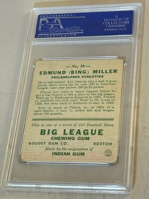 lemohoney03　0509 1933 GOUDEY #59 EDMUND (BING) MILLER PSA VG 3 PHILADELPHIA