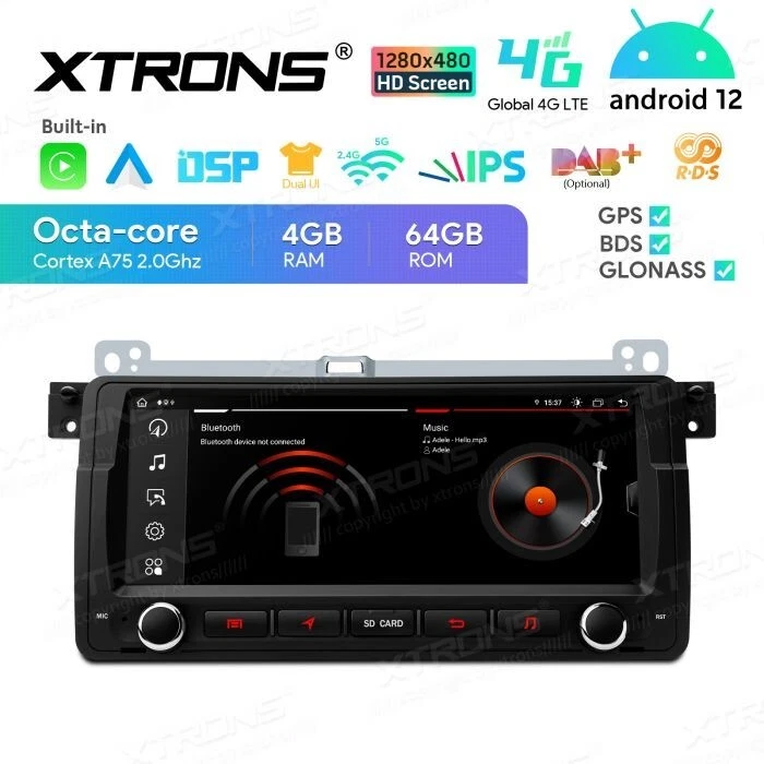 AUTORADIO ANDROID 12 4/64 STEREO AUTO BMW E46 ROVER MG NAVI GPS XTRONS WIFI GPS - Immagine 3 di 4