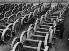 Checking coach wheels LMS works Saint Rollox Glasgow preparation bu- Old Photo