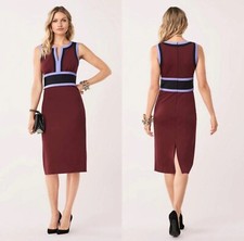 DIANE von FURSTENBERG DVF Maroon Maribel Stretch Ponte Knit Cocktail Dress 10 M