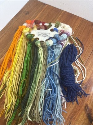 Wool Yarn Mostly New Lot 27 W/ Organizer Rainbow Of Colors
