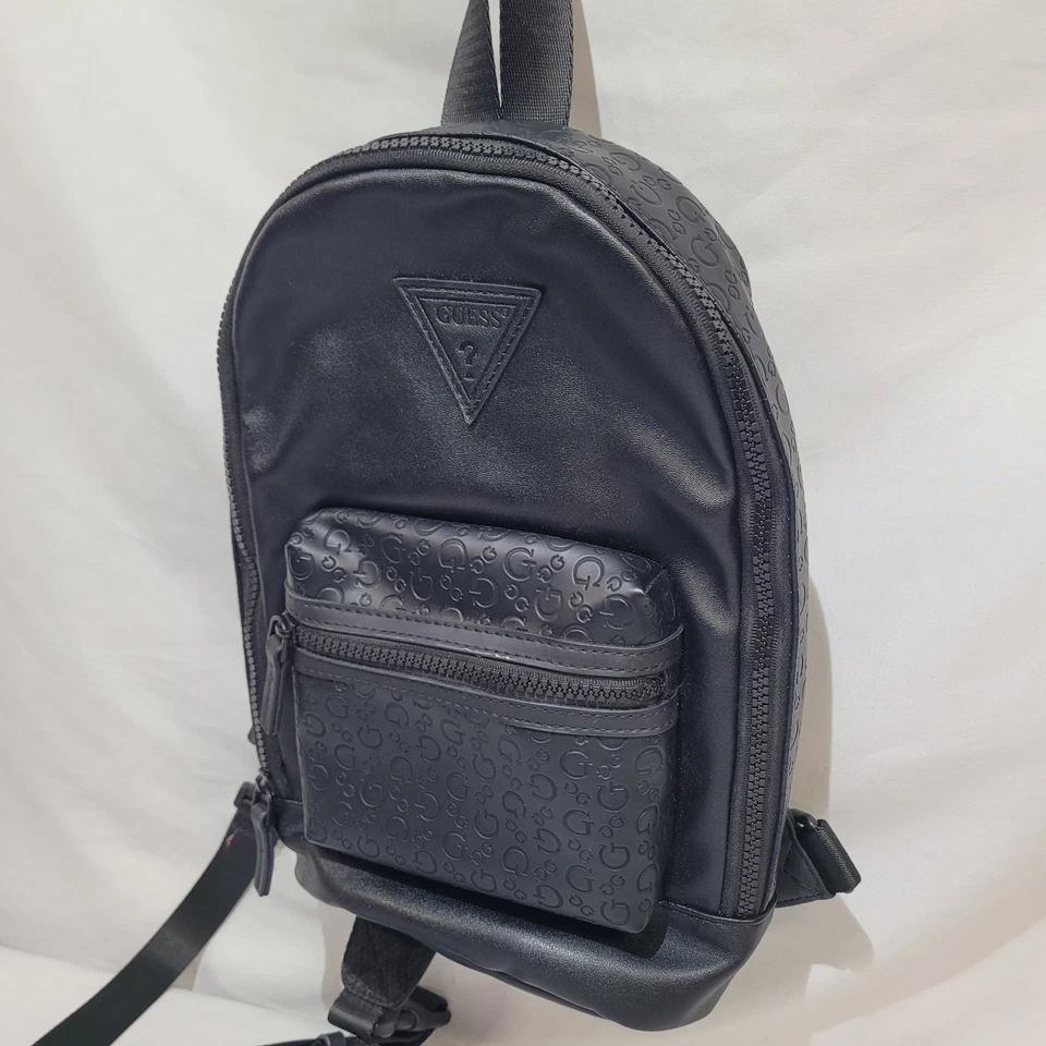 MOCHILA TIRACOLO MASCULINA FEMININA PRETA PALPITE LOGOTIPO PEQUENO INSÍGNIA NOVA - Imagem 3 de 4