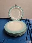 Lot Of 6 Vtg Hazel Atlas Glass Blue Ripple 7" Salad Dessert Plates Crinoline