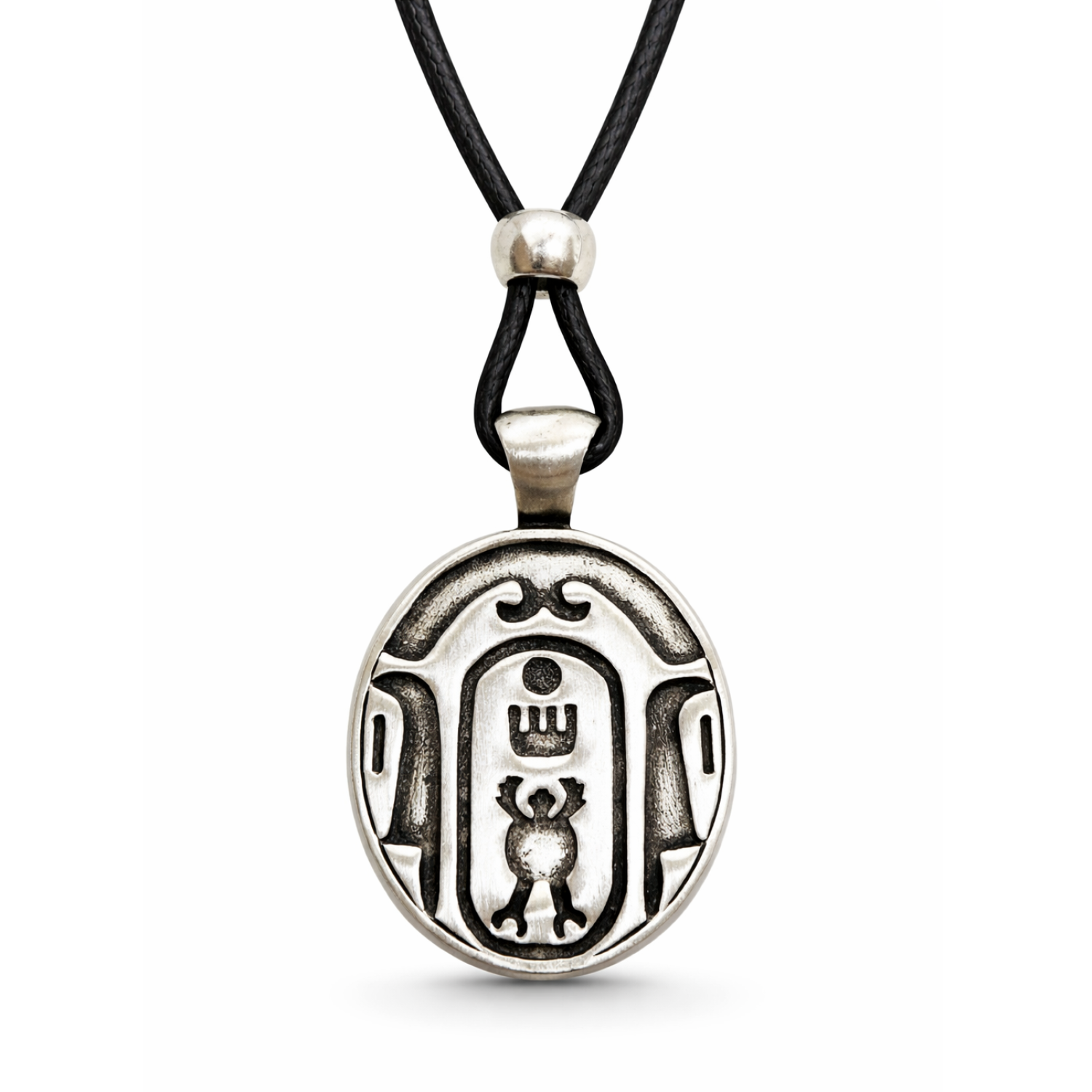Scarab Beetle Pendant Pewter Necklace Egyptian Prosperity & Long Life Jewellery