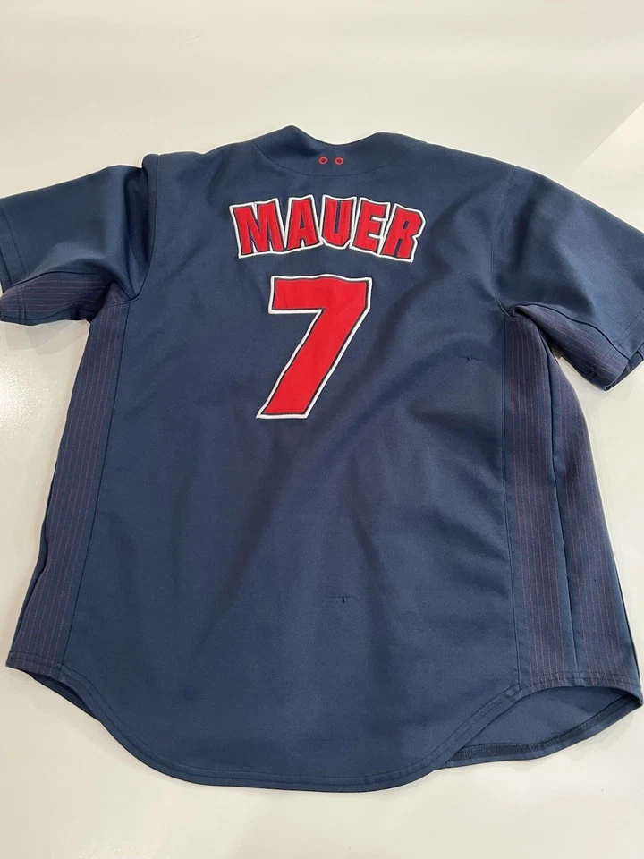 Camiseta deportiva vintage de los Mellizos de Minnesota para hombre azul medio MLB béisbol Joe Mauer Foto 2 de 4