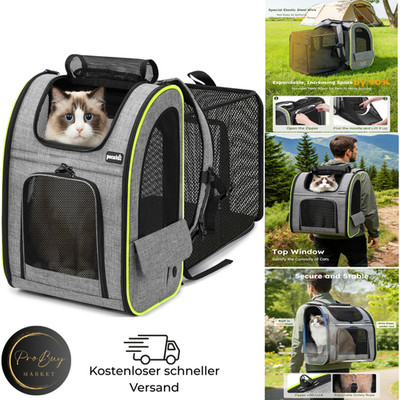 Katzenrucksack XL 6-10 kg Faltbar Anti-offen Atmungsaktiv Gra