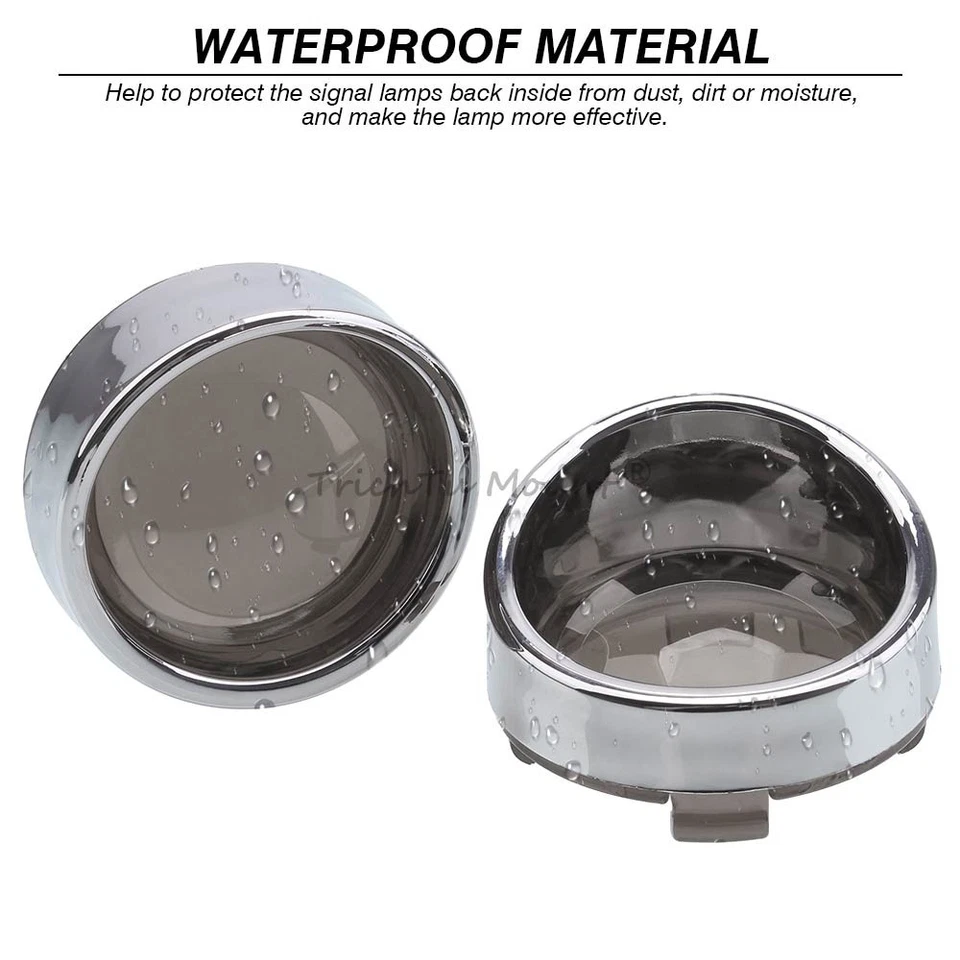 4x Turn Signal Light Lens Cover Chrome Bezels Visor For Harley Davidson Softail - Image 3 of 4