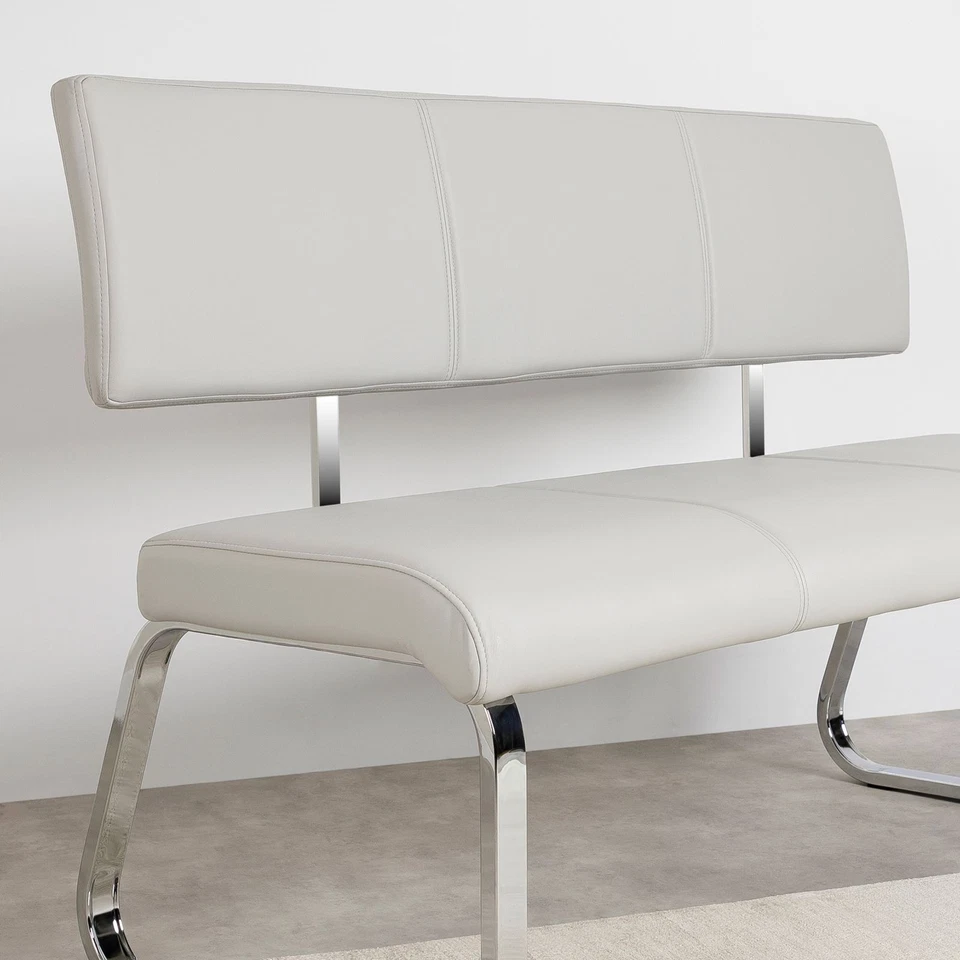 Esszimmerbank Polsterbank Sitzbank mit Rückenlehne Küchenbank Kunstleder grau - Bild 4 von 4