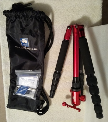Sirui T-005RX Red Lightweight Ball Head Tripod 51.4'' Max Height Instructions Bag