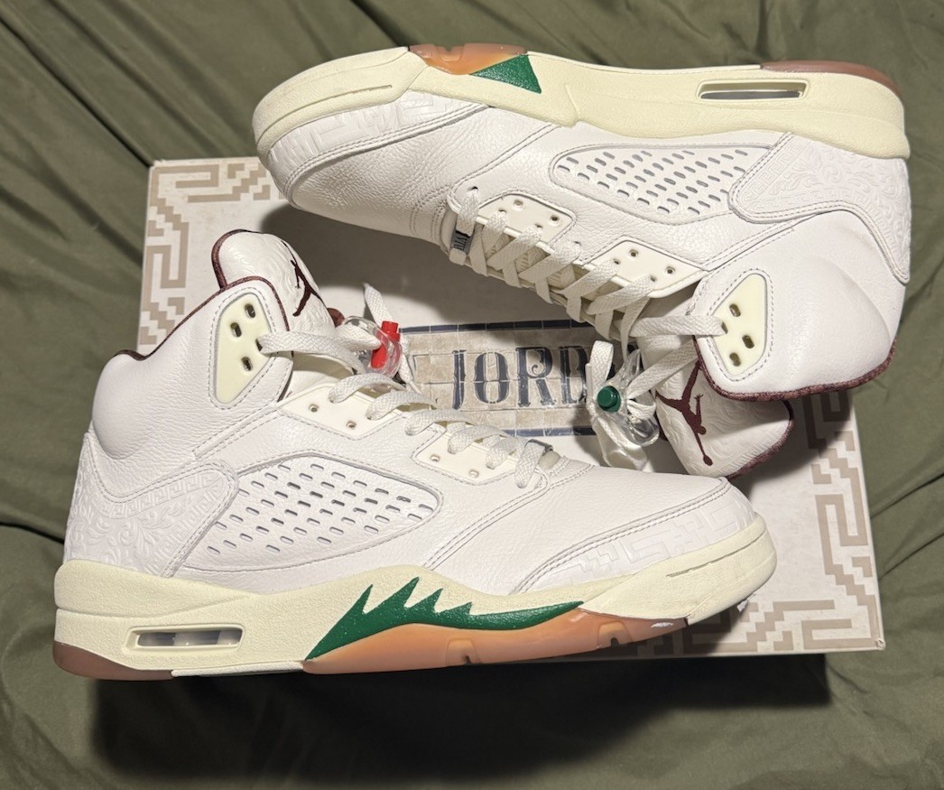 PONY Nike Air Jordan 5 Uomo Taglia 12 Retro El Grito Sneakers HF8833 100 Mexico