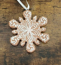 Faux Gingerbread "Snowflake" Cookie Ornament, December Diamonds NWT