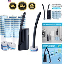 Disposable Toilet Brush with 50 Cleaner Refills Pads Wall Mounted Toilet Bowl...