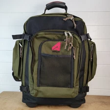 Athalon Luggage Rolling Backpack 21 In Wheeled Travel Green Carry-on Overnight 