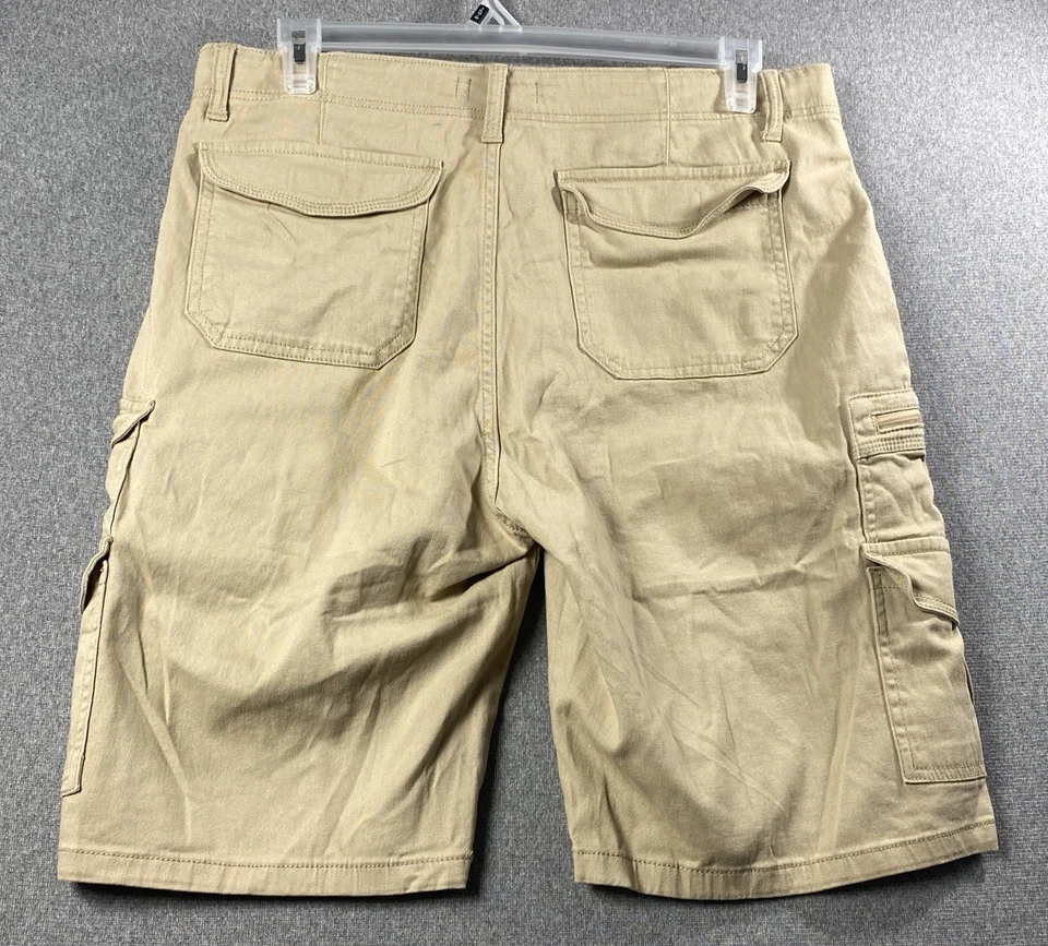 INDIGO BEAST Cargo Shorts Men 34 Khaki Zip Pocket Utility Bermuda ( Waist 38”) - Image 2 of 4