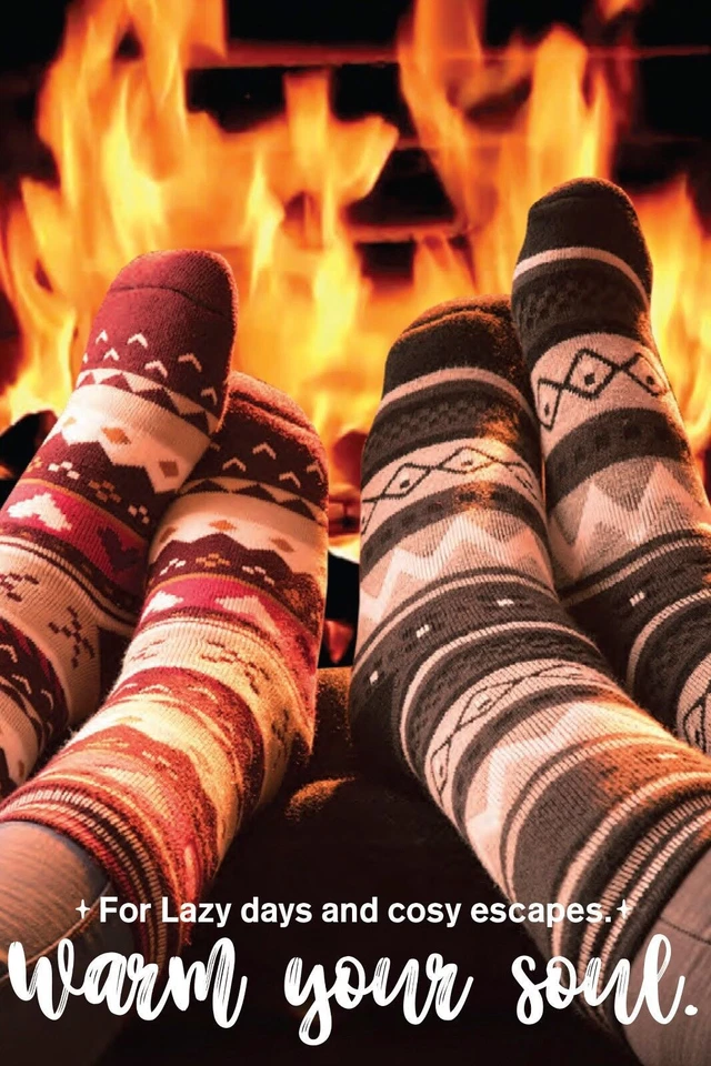 Heat Holders - Womens Fairisle Nordic Winter Non Slip Thermal Slipper Socks - Image 2 of 3