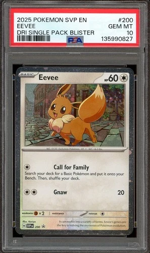 Pokemon TCG SV Destined Rivals Single Pack Blister #200 Eevee Cosmos PSA 10