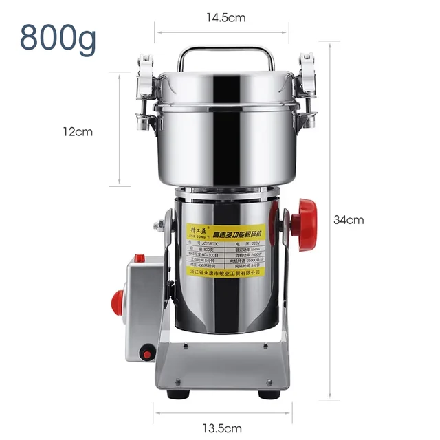 2500W Electric Grain Grinder Cereal Mill Flour Powder High Speed Machine 800g