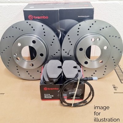 BREMBO FRONT DRILLED BRAKE DISCS PADS SENSOR FOR MERCEDES GLB220d GLB250 2017+