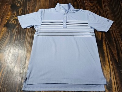 Dunning Golf Men's Blue M Performance Polo Shirt Striped Polyester Stretch