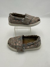 TOMS Toddler Girls Slip On Loafers Gray Pink Polka Dot Size 7