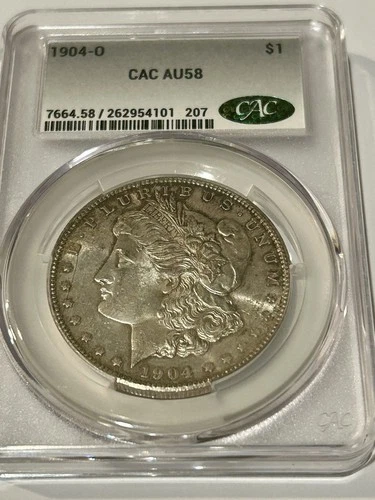 1904 Morgan Dollar AU58 CAC 90% Silver