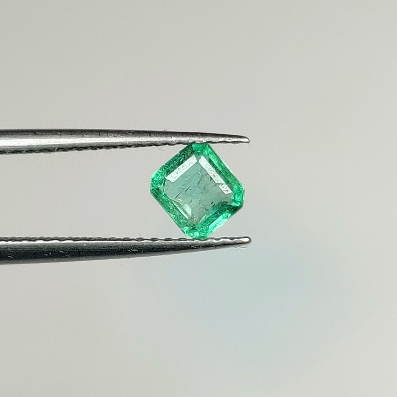 0.58 Ct Natural Zambian Green Emerald Unique Luster Square Octagon Cut - G- 167