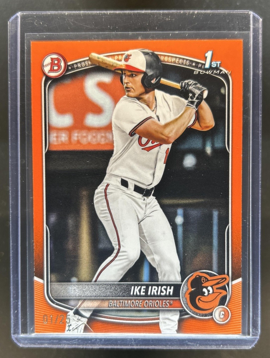 2025 Bowman Draft Ike Irish Orange Border 1st Prospect #/25 Orioles