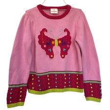 Hanna Andersson Girls Pink Knit Sweater Butterfly Embellished Size 130