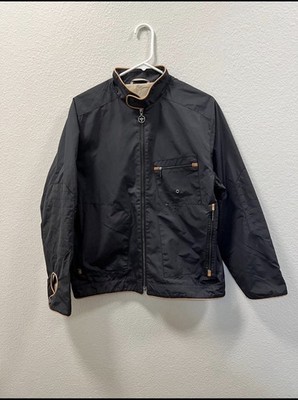 Vintage Dunhill Motorities Technical Driving Jacket Black Leather Trim Size S