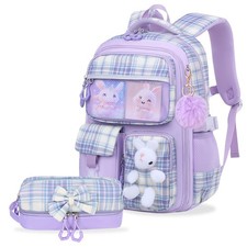NSEQB Girls Backpack With Multi-Compartment Pencil Case,Cute Girls School