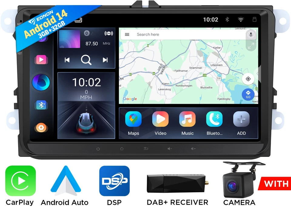 DAB+ Android 14 CarPlay Autoradio GPS Navi für VW GOLF 5 6 Passat Polo Touran T5