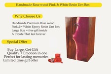 Rosewood  Pink Resin Urn Box   Handmade Wooden Cremation Urn   Unique Memorial