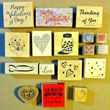 17x ❤️HEARTS❤️ Rubber Wood Craft Stamps Love Valentine's Day Make Your Own Gifts
