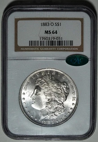 1883-O NGC Morgan Dollar MS64 and CAC Sticker