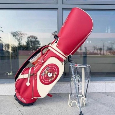 MALBON GOLF Caddy Bag Stand Type Red Synthetic Leather / 5-way