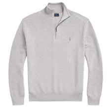 Polo Ralph Lauren Mesh-Knit Cotton Quarter-Zip Jumper Andover Heather