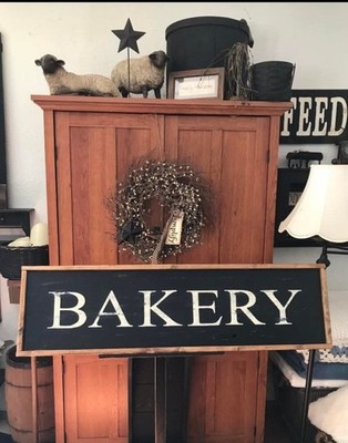 Bakery Wood Sign Pastry Pies Country Rustic Farmhouse Black Framed Handmade New
