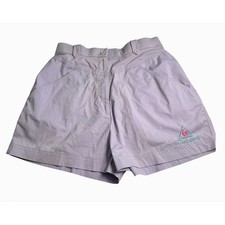 Le Coq Sportif Shorts Purple High Waisted Cotton Blend Embroidered Logo Size 8