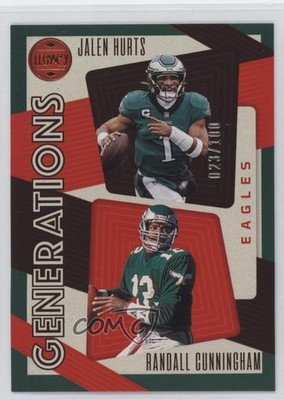 2023 Panini Legacy Generations Green 23/100 Jalen Hurts Randall Cunningham 13hf