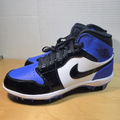 Men 9 - Nike Air Jordan 1 Mid TD Game Royal Patent Football Cleat FJ6805-401 New