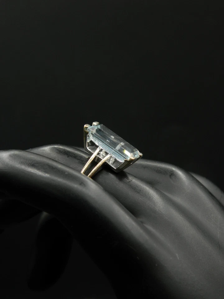 O158 - Splendide Bague en Or Blanc 18K, Aigue Marine Naturelle 2,90 ct - T50 - Photo 4/4